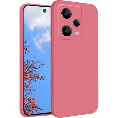 ✨TOATE PRODUSELE✨ - Husa de Protectie, , pentru Xiaomi Redmi Note 12 Pro 5G, Liquid Silicone, cu Microfibra pe Interior, Protectie Antisoc, Compatibil Incarcare Wireless, Rosu Camellia