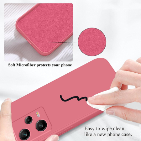 Husa de Protectie, , pentru Xiaomi Redmi Note 12 Pro 5G, Liquid Silicone, cu Microfibra pe Interior, Protectie Antisoc, Compatibil Incarcare Wireless, Rosu Camellia [3]