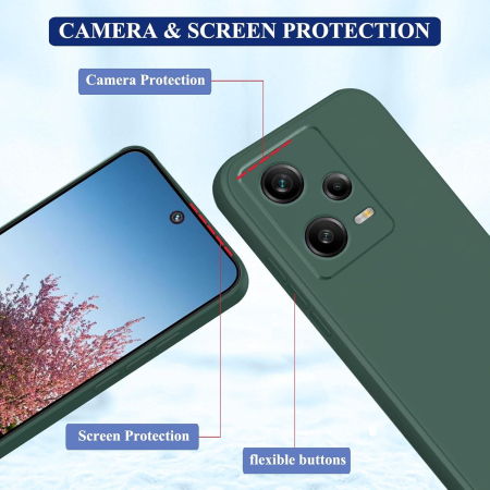 Husa de Protectie, , pentru Xiaomi Redmi Note 12 Pro 5G, Liquid Silicone, cu Microfibra pe Interior, Protectie Antisoc, Compatibil Incarcare Wireless, Verde [5]