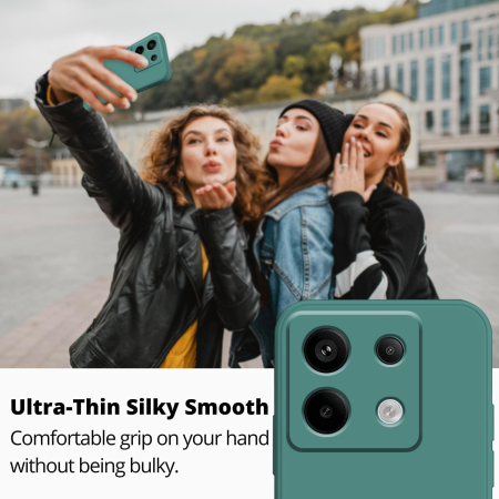 Husa de Protectie, , pentru Xiaomi Redmi Note 13 5G, Liquid Silicone, cu Microfibra pe Interior, Protectie Antisoc, Compatibil Incarcare Wireless, Verde [5]