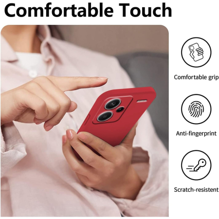 Husa de Protectie, , pentru Xiaomi Redmi Note 13 Pro Plus 5G, Liquid Silicone, cu Microfibra pe Interior, Protectie Antisoc, Compatibil Incarcare Wireless, Rosu [2]