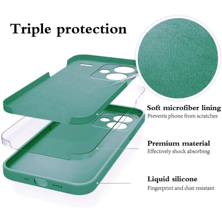 Husa de Protectie, , pentru Xiaomi Redmi Note 13 Pro Plus 5G, Liquid Silicone, cu Microfibra pe Interior, Protectie Antisoc, Compatibil Incarcare Wireless, Verde [6]