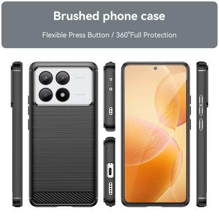 Husa de Protectie pentru Xiaomi Redmi Note 13C 5G, , Protectie 360, din TPU cu element de Carbon, Anti Alunecare, 1.8 mm, Negru [7]