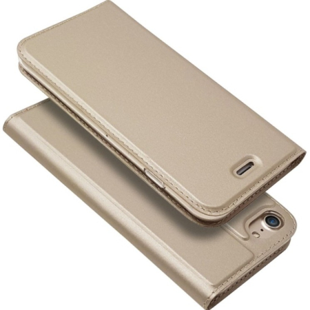 Flip Cover Oglinda - Husa de Protectie Tip Carte, , pentru Apple iPhone 7/8/SE 2020, Capac Oglinda, din Piele Ecologica si PC, Auriu