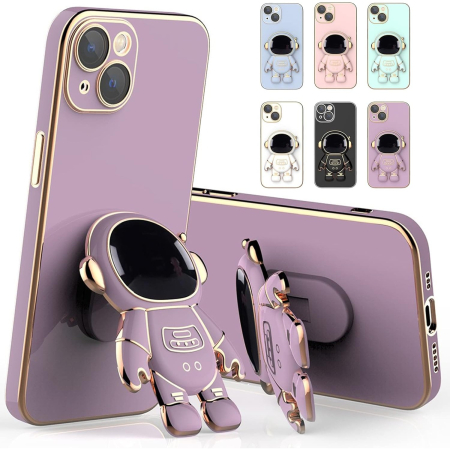 Husa de Protectie TPU 2in1, , pentru Apple iPhone 14, Astronaut cu Suport, Antisoc, Rezistenta la Impact, Protectie Camera, Mov [1]