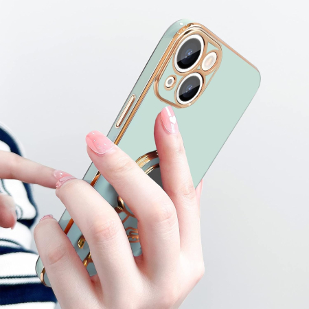 Husa de Protectie TPU 2in1, , pentru Apple iPhone 14, Astronaut cu Suport, Antisoc, Rezistenta la Impact, Protectie Camera, Verde [6]