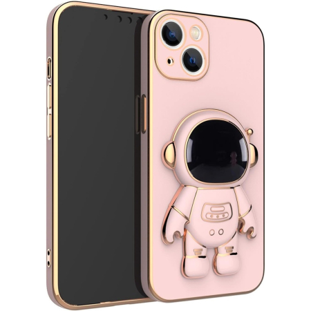 Husa de Protectie TPU 2in1, , pentru Apple iPhone 14 Plus, Astronaut cu Suport, Antisoc, Rezistenta la Impact, Protectie Camera, Roz [4]