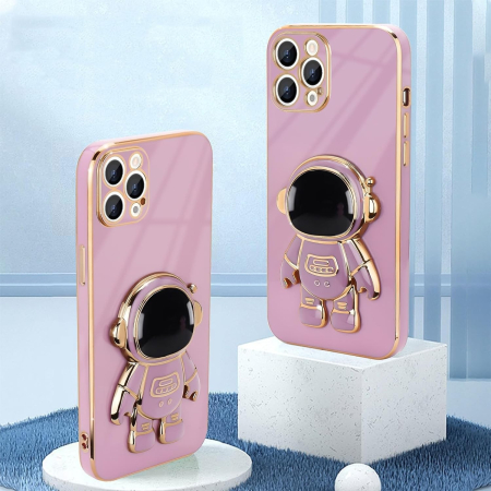 Husa de Protectie TPU 2in1, , pentru Apple iPhone 14 Pro, Astronaut cu Suport, Antisoc, Rezistenta la Impact, Protectie Camera, Mov [4]