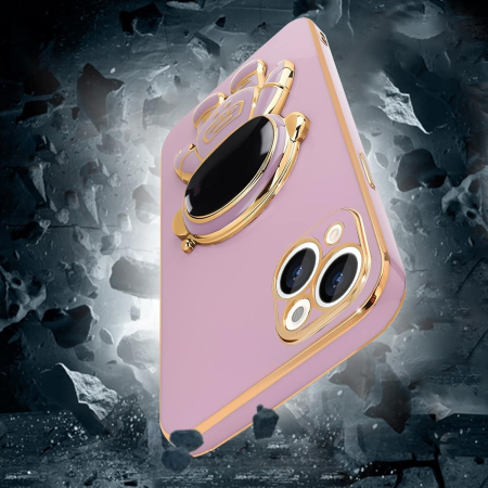 Husa de Protectie TPU 2in1, , pentru Apple iPhone 15, Astronaut cu Suport, Antisoc, Rezistenta la Impact, Protectie Camera, Mov [3]