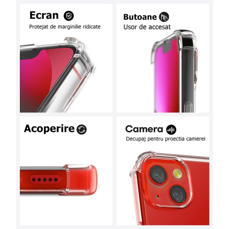 Husa de protectie , TPU, pentru Apple iPhone 13 Mini 5.4 inch, Antisoc, Protectie colturi, Rezistenta la impact, Transparenta [4]