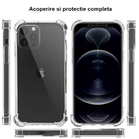 Husa de protectie , TPU, pentru Apple iPhone 13 Pro Max 6.7 inch, Antisoc, Protectie colturi, Rezistenta la impact, Transparenta [12]