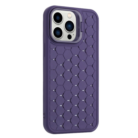 Husa de Protectie TPU, , pentru Apple iPhone 14 Pro, 3D Cube, cu Inel, Protectie Camera, Antisoc, Antizgariere, Antialunecare, Acoperire Completa, Mov [4]
