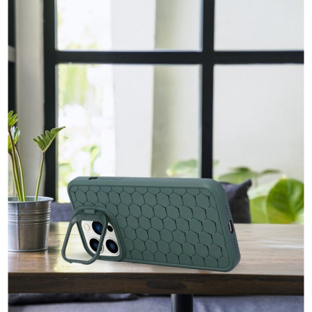 Husa de Protectie TPU, , pentru Apple iPhone 15, 3D Cube, cu Inel, Protectie Camera, Antisoc, Antizgariere, Antialunecare, Acoperire Completa, Verde [2]