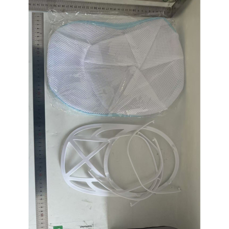 Husa de Spalare Sapca, , pentru Masina de Spalat, din Poliester, Circumferinta 53 cm, cu Fermoar, cu Suport Sapca, Alb/Albastru [1]