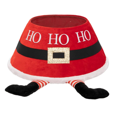 Accesorii Brad - Husa decorativa tip fusta pentru bradul de Craciun, cu picioare spiridus, diametru 56 cm, rosu