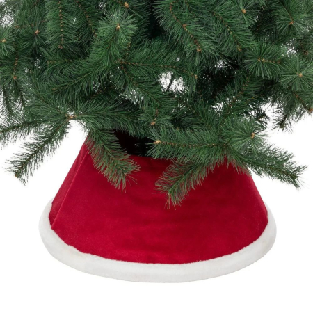 Husa decorativa tip fusta pentru bradul de Craciun, pufoasa, diametru 56 cm, rosu [3]