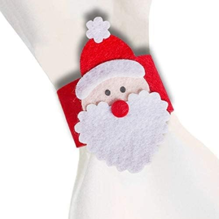 ✨TOATE PRODUSELE✨ - Husa deocarativa festiva pentru servetele si tacamuri, tema Mos Craciun, material textil si poliester, 5.5 x 10 cm, rosu