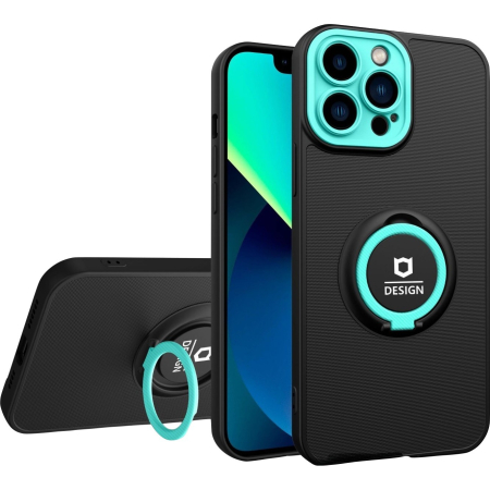 ✨TOATE PRODUSELE✨ - Husa Eagle Eye cu Stand pentru Apple iPhone 12 Pro (6.1) Negru/Turcoaz, Suport Auto Magnetic, Protectie Antisoc, 