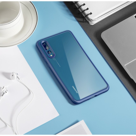 Husa Huawei P20 Transparent cu Margini Albastre [2]