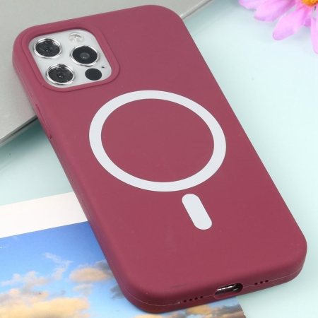 Husa MagSafe liquid large hole magnetic shell pentru Apple iPhone 14 Pro Max, Full Cover, Liquid Silicone, Magnetica, Incarcare Wireless, , Mov [1]