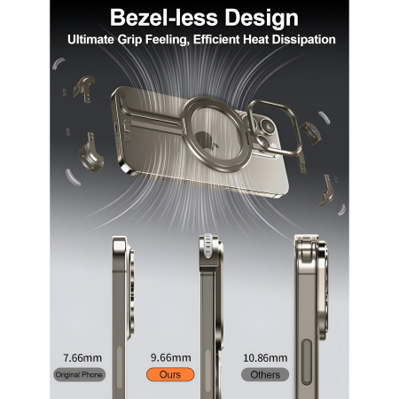 Husa MagSafe Metalica Compatibila cu iPhone 15 Pro, , Clear Case, Aliaj de Aluminiu, cu Magnet, fara Rama, Antisoc, Antizgariere, Incarcare Wireless, Gri Metalizat [3]