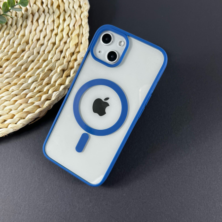 Husa MagSafe pentru Apple iPhone 11, Full Cover, Frosted Acrylic Color Big Hole, Magnetica, Incarcare Wireless, , Albastru [1]