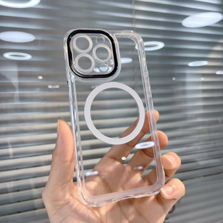 Husa MagSafe Silicone pentru iPhone 12 Pro Max, , Transparenta, Magnetica, Extra Protectie Camera Negru [2]