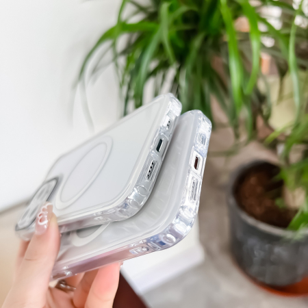 Husa MagSafe Silicone pentru iPhone 12 Pro, , Transparenta, Magnetica, Extra Protectie Camera Roz [6]