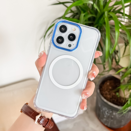 Husa MagSafe Silicone pentru iPhone 13 Pro, , Transparenta, Magnetica, Extra Protectie Camera Albastru [1]