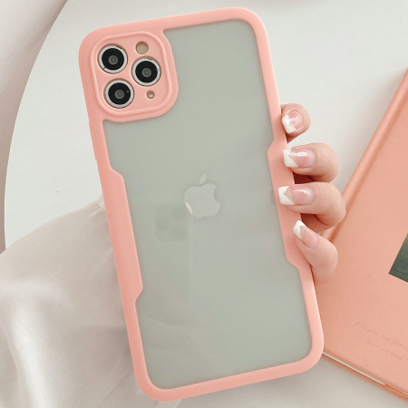 Husa Max Defence pentru iPhone 12 , Bumper Roz, Fata Dubla Transparenta, Protectie Antisoc Full 360 ( fata, spate, margini ),  [2]
