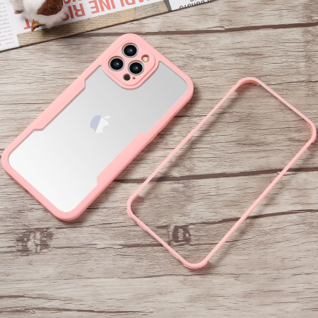 Husa Max Defence pentru iPhone 13 Pro, Bumper Roz, Fata Dubla Transparenta, Protectie Antisoc Full 360 ( fata, spate, margini ),  [3]