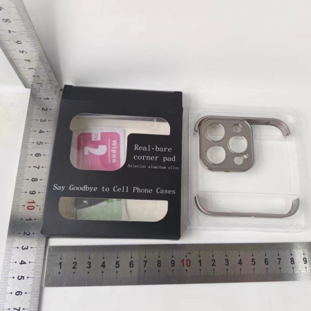 Husa Metalica Edgeless Compatibila cu iPhone 15 Pro, , Protectie pentru Colturi si Camera, Aliaj, Antisoc, Antizgariere, Gri Metalizat [2]