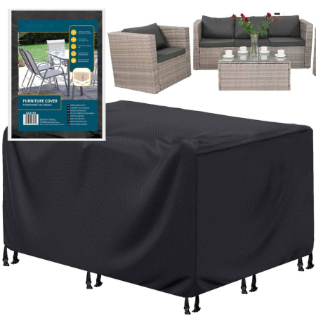 Husa mobilier gradina, impermeabila, cu protectie UV, 152x104x71cm, negru [4]