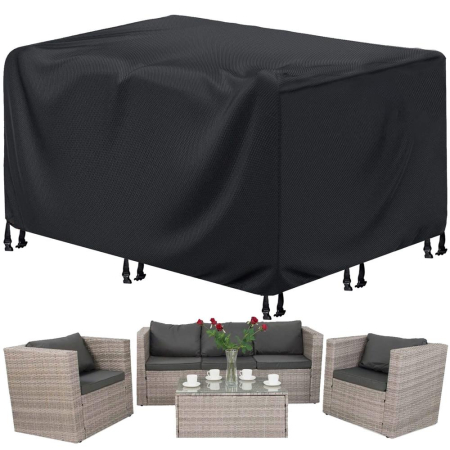 Husa mobilier gradina, impermeabila, cu protectie UV, 152x104x71cm, negru [25]