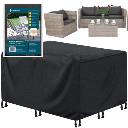 Husa mobilier gradina, impermeabila, cu protectie UV, 180x120x74cm, negru [26]