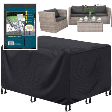 Husa mobilier gradina, impermeabila, cu protectie UV, 180x120x74cm, negru [10]