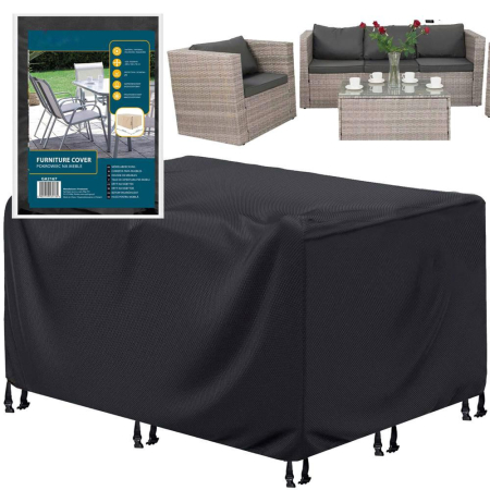 Husa mobilier gradina, impermeabila, cu protectie UV, 200x160x70cm, negru [7]