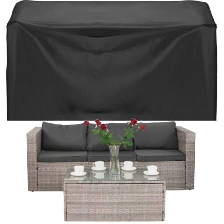 Husa mobilier gradina, impermeabila, cu protectie UV, 242x162x100cm, negru [19]