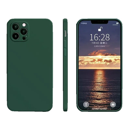 ✨TOATE PRODUSELE✨ - Husa pentru Apple iPhone 14 , Liquid Silicone, cu Microfibra pe interior, Protectie Antisoc, Dark Green, Verde inchis