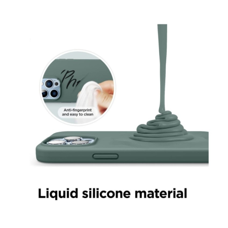 Husa pentru Apple iPhone 14 Plus , Liquid Silicone, cu Microfibra pe interior, Protectie Antisoc, Dark Green, Verde inchis [1]