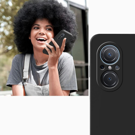 Husa pentru Huawei NOVA 9 SE, , Liquid Silicone, cu Microfibra pe interior, Protectie Antisoc, Negru [3]