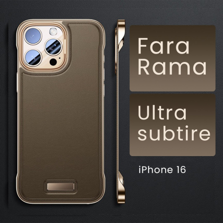 Husa pentru iPhone 16, husa de protectie pentru telefon, , Design Modern fara margini, Subtire, din Piele PU, Desert Gold [1]