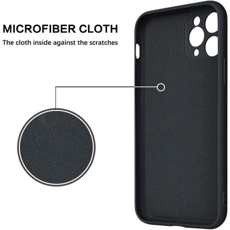 Husa protectie compatibila cu Apple iPhone 11 Pro Liquid Silicone Ring cu suport rotativ Negru [6]