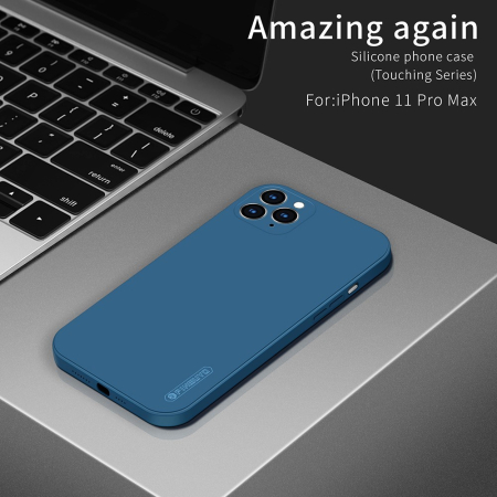 Husa protectie compatibila cu Apple iPhone 11 Pro Max Liquid Silicone Case Albastru inchis [22]