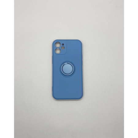 Husa protectie compatibila cu Apple iPhone 12 Mini Liquid Silicone Ring cu suport rotativ Albastru [5]