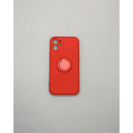 Husa protectie compatibila cu Apple iPhone 12 Mini Liquid Silicone Ring cu suport rotativ Rosu [5]