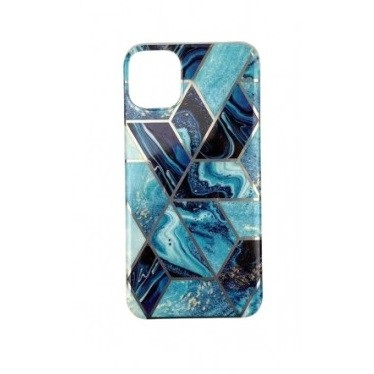 Husa protectie compatibila cu Apple iPhone 12 Soft IMD TPU Marble Geometric Albastru [11]