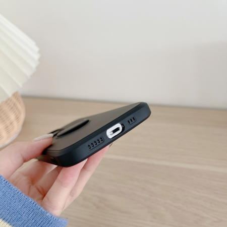 Husa protectie compatibila cu Apple iPhone 13 Mini Liquid Silicone Ring cu suport rotativ Negru [4]