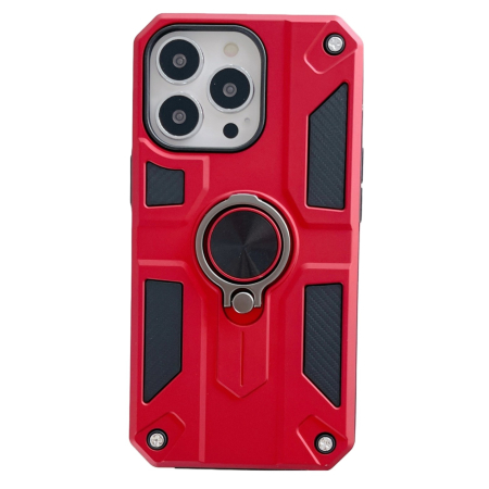 Defender - Husa protectie compatibila cu Apple iPhone 13 Pro Max Defender Model 5 cu suport prindere inel,Rosu