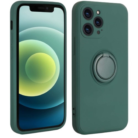 ✨TOATE PRODUSELE✨ - Husa protectie compatibila cu Apple iPhone XR Liquid Silicone Ring cu suport rotativ Verde